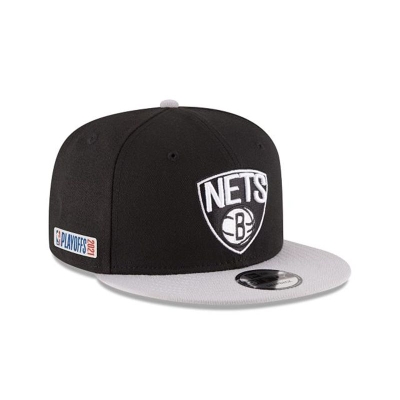 Brooklyn Nets Gorra | New Era NBA Playoff Side Patch 9fifty Snapback Cap Mexico - Negros